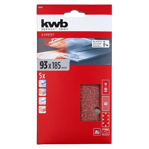 Kwb Set fogli abrasivi levigatrice 5 pz QUICK STICK 93 x 185 mm 40 G 49817904