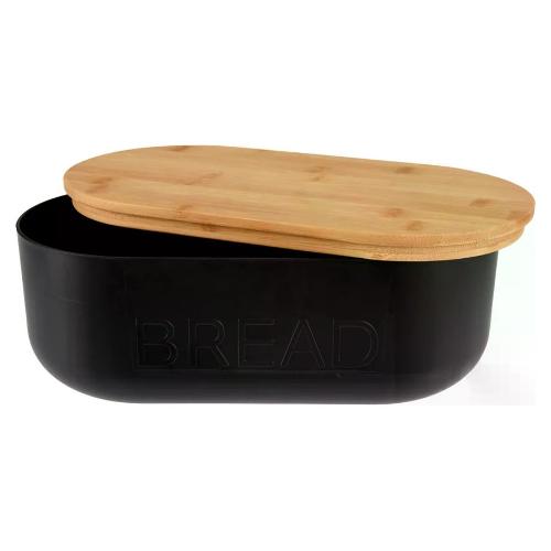 Koopman Porta pane (35x19x12cm) con coperchio tagliere bamboo Nero 170489070