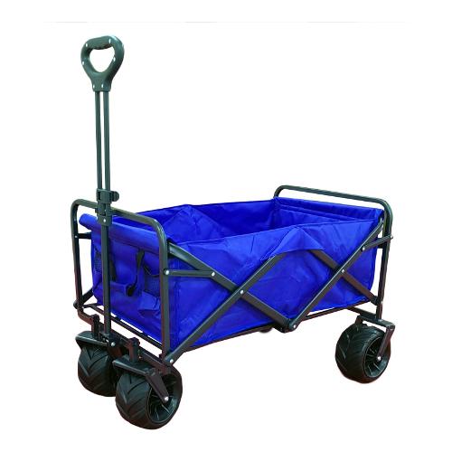 Amicasa Carrello spiaggia telescopico ruote larghe portata 80 kg Nero e Blu