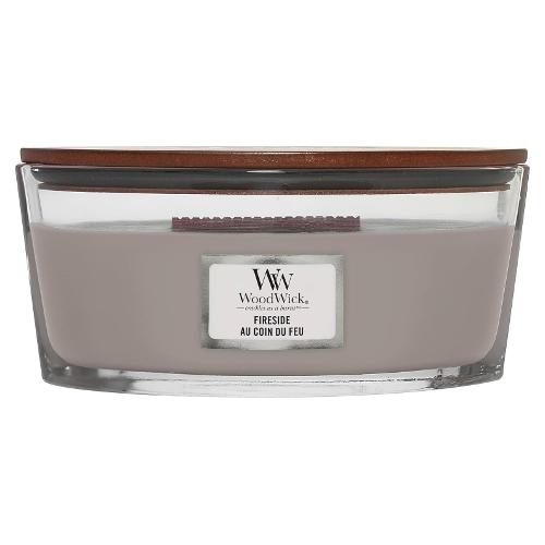 Yankee Candle Candela profumata Fireside (19,1x12,1x9,2cm) Ellipse 50 ore WOODWICK Grigio 76106E