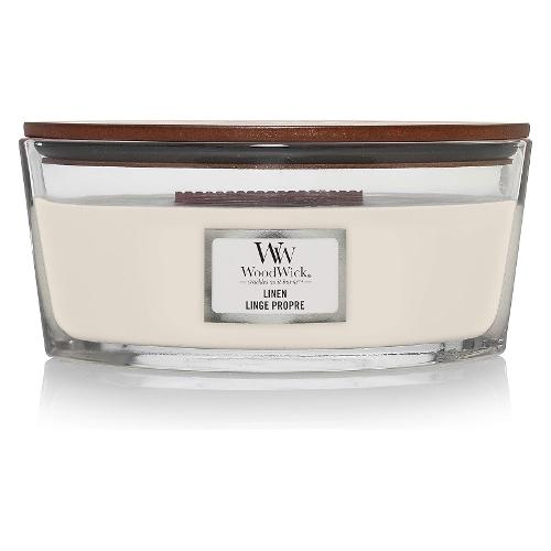 Yankee Candle Candela profumata Linen (19,1x12,1x9,2cm) Ellipse 50 ore WOODWICK Bianco 76135E