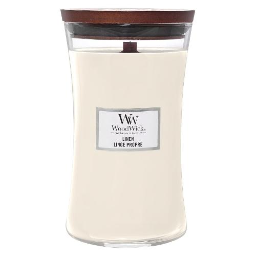 Yankee Candle Candela profumata Linen (10,5x17,5cm) Clessidra grande 130 ore WOODWICK Bianco 93135E