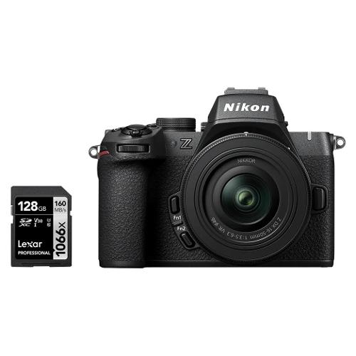 Nikon Fotocamera mirrorless 21Mpx Z50 II Kit NIKKOR Z DX 16 50mm f/3.5 6.3 VR + SD Lexar 128GB Black NMZ751