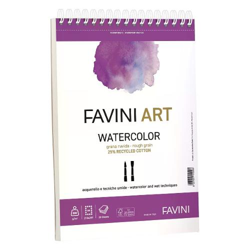 Favini Album disegno A4 20 fg con spirale Ruvido 300 gr/mq (21x29,7cm) Bianco ART WATERCOLOR A290024