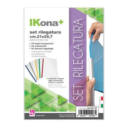 Cwr Set copertine rilegatura IKONA+ 10 pz con dorsetti colori assortiti 08460