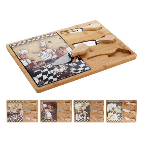 Koopman Tagliere formaggi (30,5x21,5cm) con set 3 coltelli Assortito 280000060