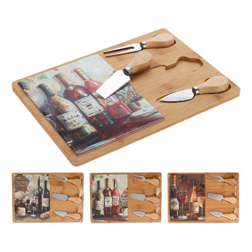 Koopman Tagliere formaggi (30,5x21,5cm) con set 3 coltelli Assortito 280000090