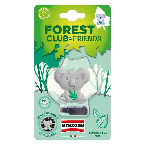 Arexons Profumatore auto bocchette ventilazione Koala Eucaliptus Mint FOREST CLUB Grigio 2099
