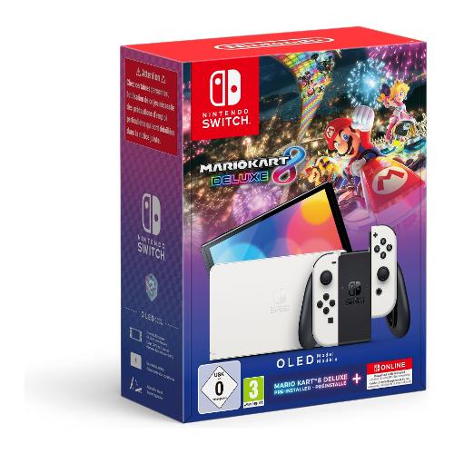Nintendo Console videogioco SWITCH OLED Bundle Mario Kart 8 Deluxe + 12 Mesi Nintendo Switch Online White e Black 10014484