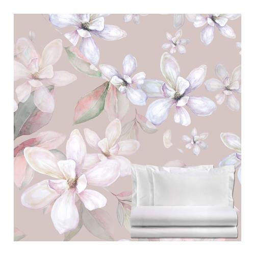 Tessitura Zambaiti Completo letto flor due piazze raso di cotone BLUMY 6501