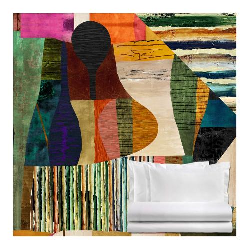 Tessitura Zambaiti Completo letto abstra due piazze raso di cotone BLUMY 6500