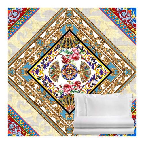 Tessitura Zambaiti Completo letto foulard due piazze raso di cotone CLEA 0398
