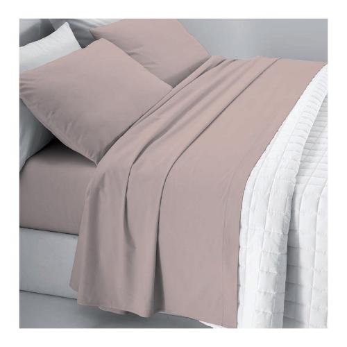 Tessitura Zambaiti Completo letto piazza e mezza flanella di cotone FRIDA Cipria 52