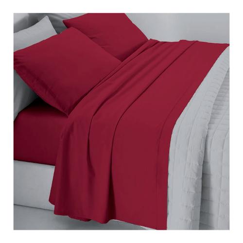 Tessitura Zambaiti Completo letto piazza e mezza flanella di cotone FRIDA Bordeaux 40