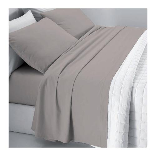Tessitura Zambaiti Completo letto due piazze flanella di cotone FRIDA Tortora 09