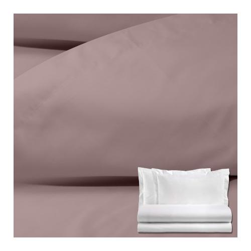 Tessitura Zambaiti Completo letto due piazze raso di cotone BRIGHT Rosa antico 51