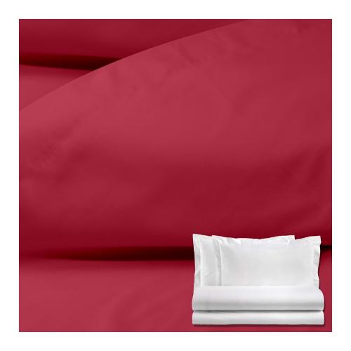 Tessitura Zambaiti Completo letto due piazze raso di cotone BRIGHT Rosso 35