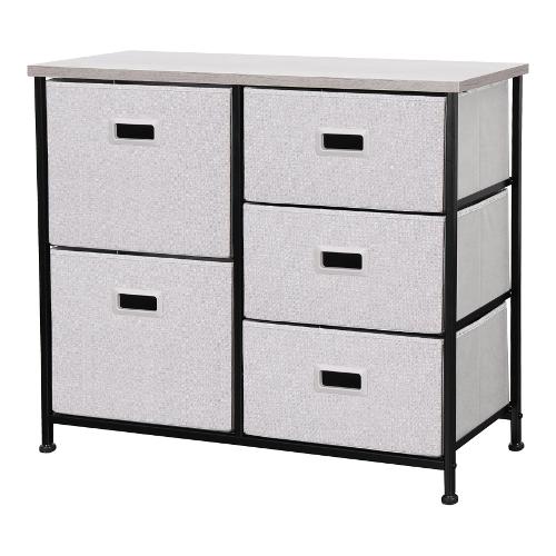 Amicasa Cassettiera 5 Cassetti Grigio chiaro (85cm) Mobile KIT