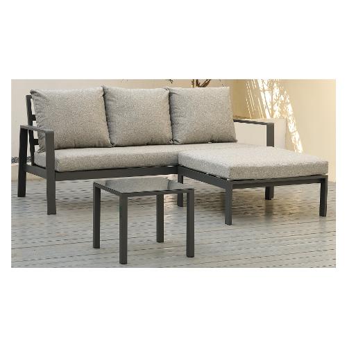 Amicasa Set da esterno alluminio, poliestere KORA 3 posti Grigio BHR 10010 3