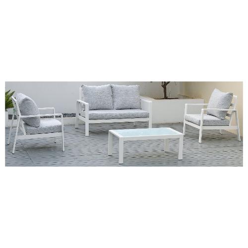 Amicasa Set da esterno alluminio, poliestere STAR 4 posti Bianco e Grigio BHR 10010 2