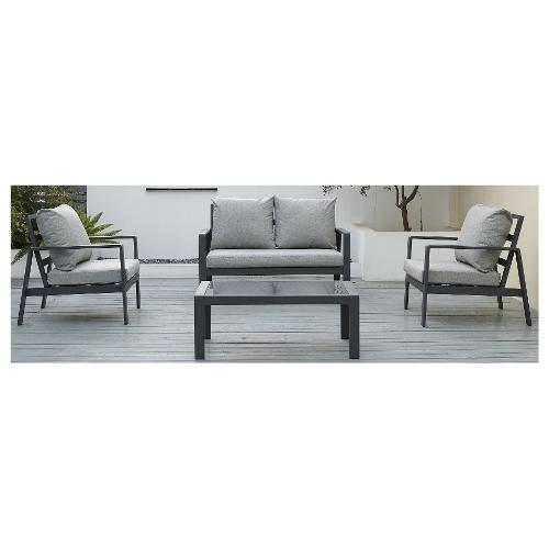 Amicasa Set da esterno alluminio, poliestere STAR 4 posti Grigio BHR 10010 2