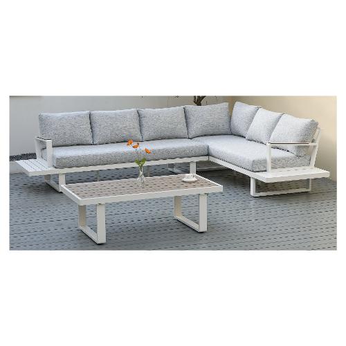 Amicasa Set da esterno alluminio, poliestere, hpl ROYAL 5 posti Bianco e Grigio BHR 10230