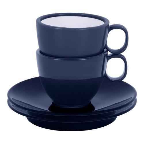Brunner Set tazzine campeggio con piatto 2pz antislip Blu 0830066C.C22