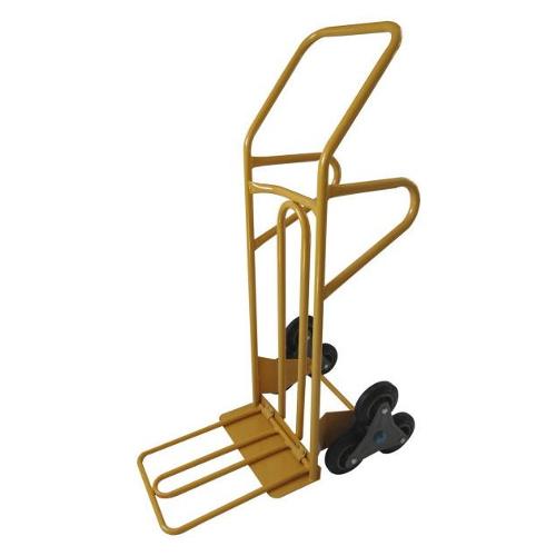 Verdelook Carrello portacasse per scale tripla ruota pedana ribaltabile Giallo portata max 250 Kg 80 13