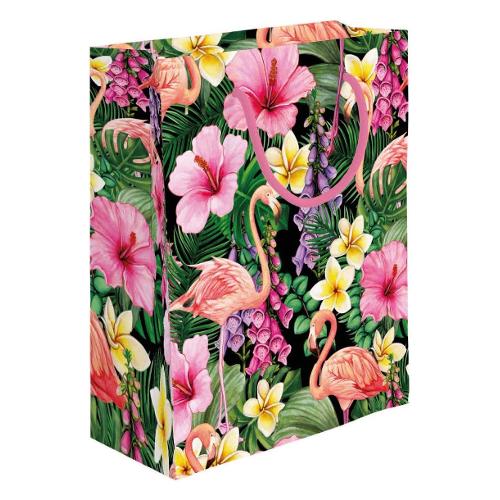Marpimar Shopper regalo (26x12x32 cm) Fiori fenicotteri Verde multicolore PLE59