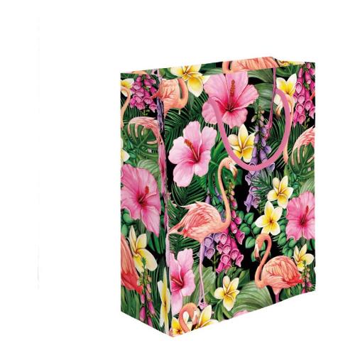 Marpimar Shopper regalo (18,5x10x23cm) FIORI E FENICOTTERI Verde multicolore PLE60