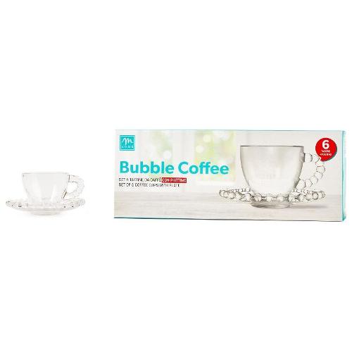 Mercury Set tazzine caffè con piatto 6 pz (100ml) Corona Trasparente 52349