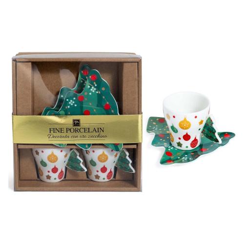 Mercury Set tazze da caffè 2 pz con piatto (70ml) CHRISTMAS Assortito 82336