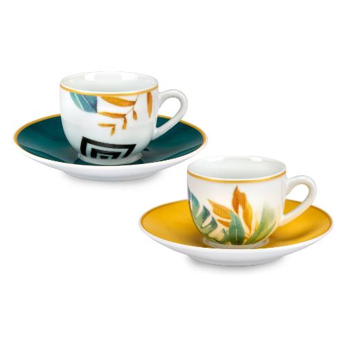 Fade Set tazzine caffè con piatto 6 pz (100ml) PALM Multicolor 58742