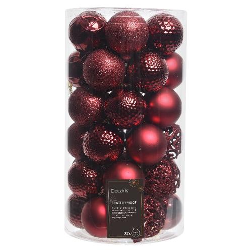 Amicasa Set palline albero di natale (37 pz) Sfera Mix Oxblood 9020803 (6cm)