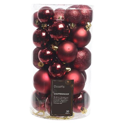 Amicasa Set palline albero di natale (37 pz) Sfera Mix Oxblood 9022903 (6cm)