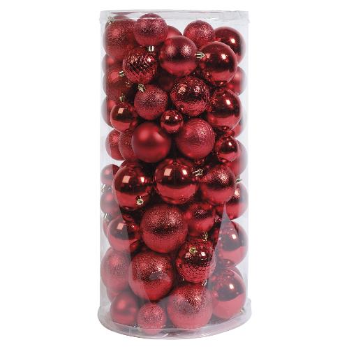 Amicasa Set palline albero Natale (100pz) Plastica Red 9948819