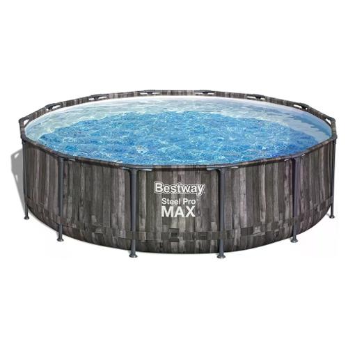 Bestway Piscina con accessori (427x107cm) per 3 - 4 persone STEEL PRO MAX Effetto legno 5614Z