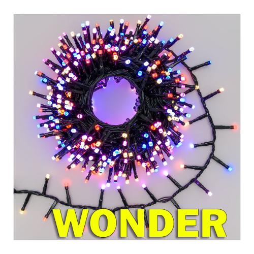 Lotti Filo (10+5mt) 500 luci Rgb Led MiniCluster Wonder giochi luce XMAS KING 63778