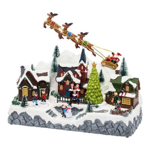 Lotti Paesaggio Innevato con Pattinatori movimento XMAS KING (34x18x28 cm) 74927