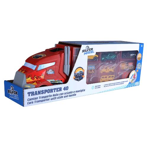 Ods Camion Transporter 40 con 3 auto (41,5cm) SILVER WHEEL Rosso 41443