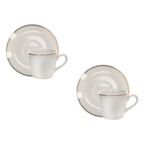 Brandani Set tazzine caffè con piatto 2 pz (80ml) PUNTO ORO Bianco filo oro 52633