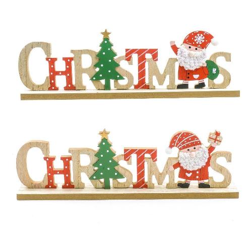 Mercury Decoro Scritta christmas legno 30x9 cm Assortito 63663