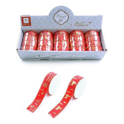Mercury Nastro decorativo CHRISTMAS tessuto red Assortito (270x2,5 cm) 77585