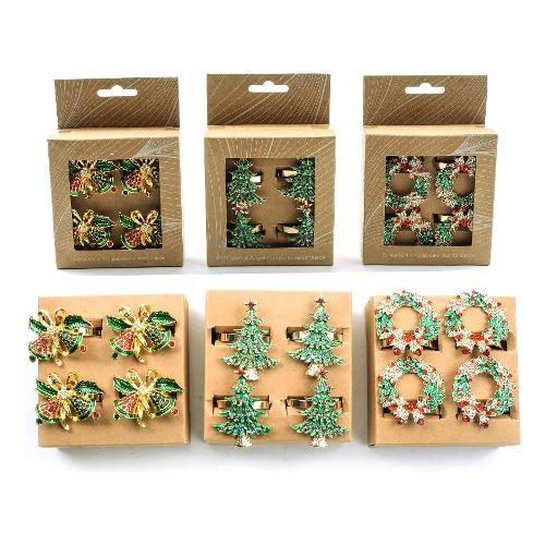 Mercury Set anelli tovaglioli 4 pz CHRISTMAS Assortito 55453