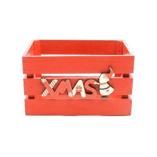 Mercury Cesta natalizia (24x14x10 cm) CHRISTMAS cassetta Rosso decorato 77202