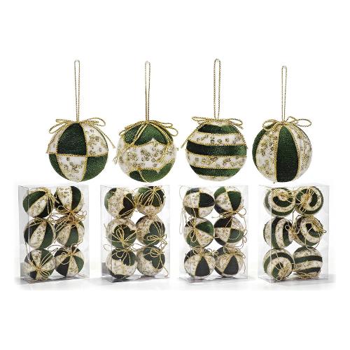 General Trade Set palline albero Natale (8cm) (6pz) Tessuto Verde Assortito 303269