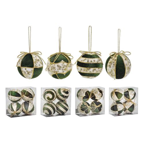 General Trade Set palline albero di natale (4 pz) aSfere rivestite verde Assortito 303270 (10cm)