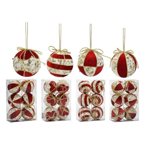General Trade Set palline albero di natale (6 pz) Sfere rivestite rosse Assortito 303260 (8cm)