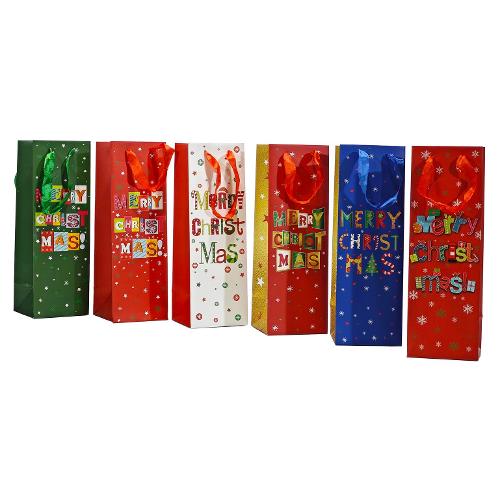 General Trade Shopper natalizio (12x12x36 cm) Glitter porta bottiglia colore assortito 492519