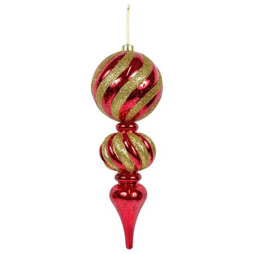 Due Esse Christmas Addobbo albero Fuso Rosso e Oro XNA24027601 (14x42,5cm)
